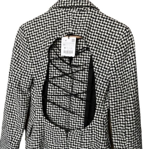 NWT Zara Houndstooth Blazer Dress Black / White 8342/334 Women Size XS - Picture 5 of 16